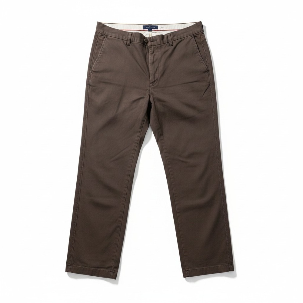 Tommy Hilfiger 36/32 Brown Chino Pants Mens Straight Fit Casual Preppy‎